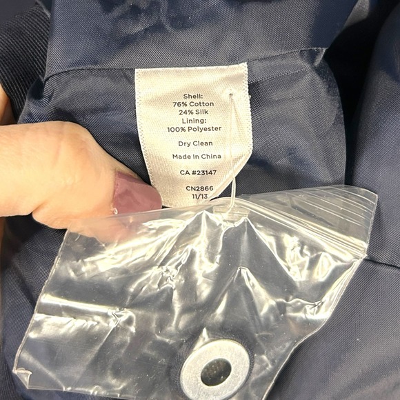 Talbots Woman Size 12W Blazer Jacket Silk Cotton Blend Lined Navy Blue BRAND NEW - Picture 8 of 10